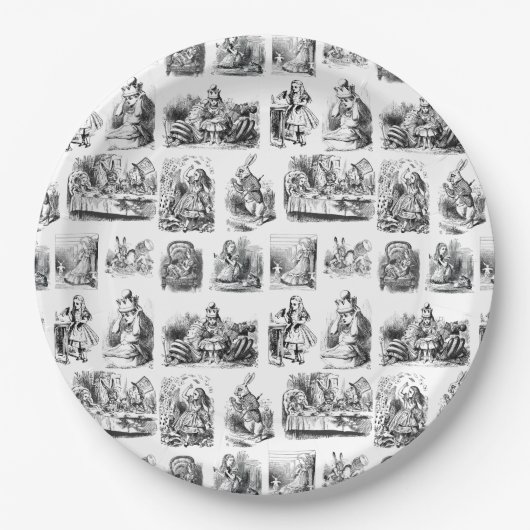 Vintage Alice's Adventures in Wunderland-Muster Pappteller (Vorderseite)