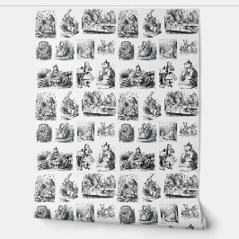 Vintage Alice's Adventures in Wunderland-Muster Tapete