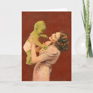 Vintage Alien Baby Greetings Card Karte