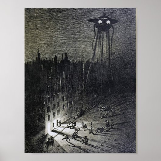 Vintage Alien Invasion Illustration Poster (Vorne)