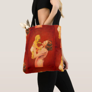 Vintage-Alien-Kind und Mutter All-Over-Print-Tasch Tasche