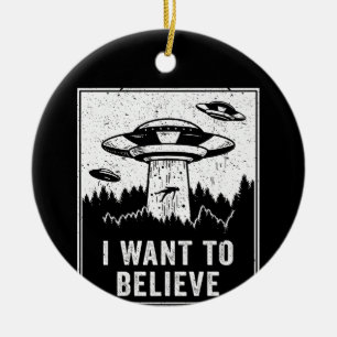 Vintage Alien UFO Hunter Wollte ich zu glauben Ret Keramik Ornament