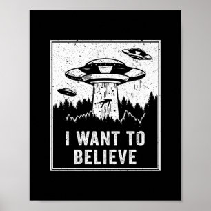 Vintage Alien UFO Hunter Wollte ich zu glauben Ret Poster
