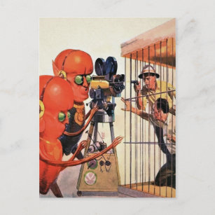 Vintage Alien Zoo SciFi Design Postkarte