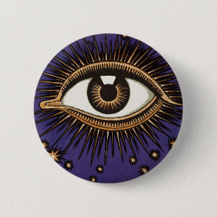 Vintage All Seeing Eye Mystische Himmlische Kunst Button