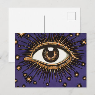 Vintage All Seeing Eye Mystische Himmlische Kunst Postkarte