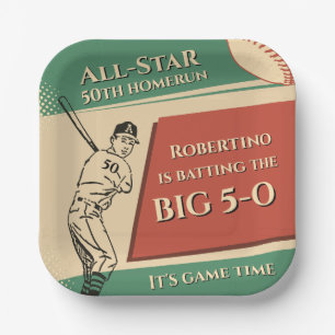 Vintage All Star Baseball Männer 50. Geburtstag Pappteller
