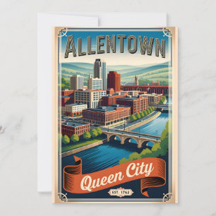 Vintage Allentown Pennsylvania Queen City Retro Feiertagskarte