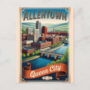 Vintage Allentown Pennsylvania Queen City Retro Postkarte