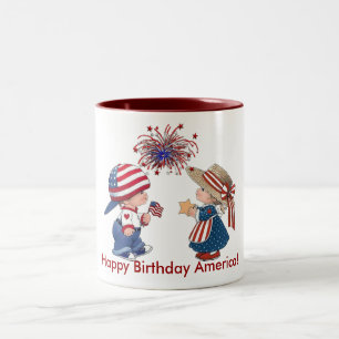 Vintage Alles Gute zum Geburtstag Amerika Zweifarbige Tasse