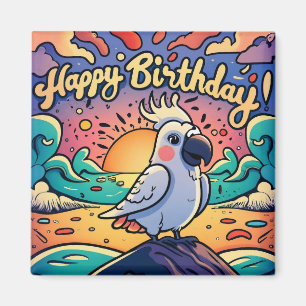 Vintage Alles Gute zum Geburtstag Bunter Papagei V Magnet