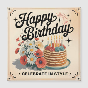 Vintage "Alles Gute zum Geburtstag - Feiern Sie im Magnetkarte