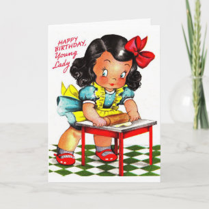 Vintage - Alles Gute zum Geburtstag, junge Dame, Karte