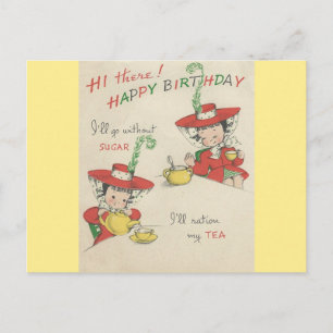 Vintage Alles Gute zum Geburtstag Tee Postkarte