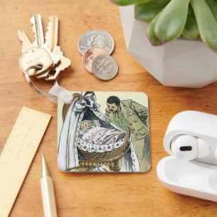 Vintage Alles Gute zum Vatertag, viktorianische Ba Schlüsselanhänger