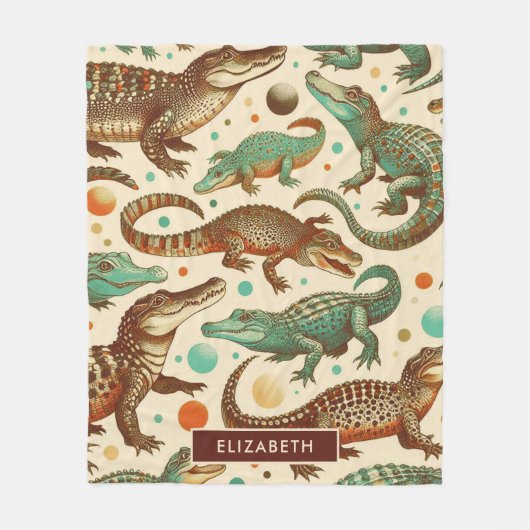 Vintage Alligatorenamlees Fleecedecke (Vorderseite)