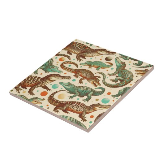 Vintage Alligatorenamlees Fliese (Seite)