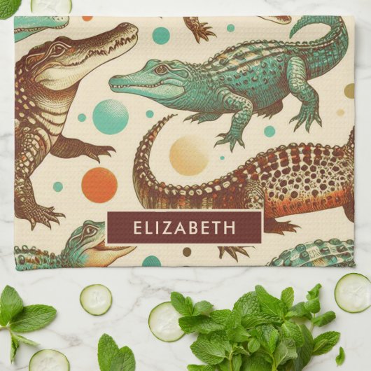 Vintage Alligatorenamlees Geschirrtuch (Gefaltet)