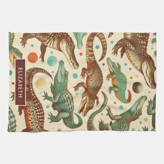 Vintage Alligatorenamlees Geschirrtuch (Horizontal)