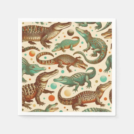 Vintage Alligatorenamlees Serviette (Vorderseite)