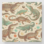 Vintage Alligatorenamlees Steinuntersetzer (Vorderseite)