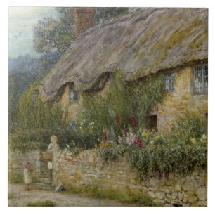 Vintage-Allingham-Mutter-Kind-betritt-ein-Landhaus Fliese