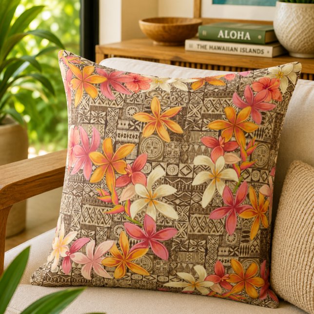 Vintage-Aloha-Blumen-Kapa-Patchwork-Muster Kissen (Von Creator hochgeladen)
