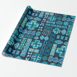 Vintage Aloha-Geschenkpapier   Pua Blau Geschenkpapier