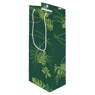 Vintage Aloha-Geschenktasche Lau Barkcloth Green Geschenktüte Für Weinflaschen