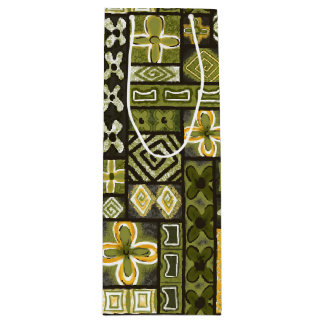 Vintage Aloha-Geschenktasche | Pua Green Geschenktüte Für Weinflaschen