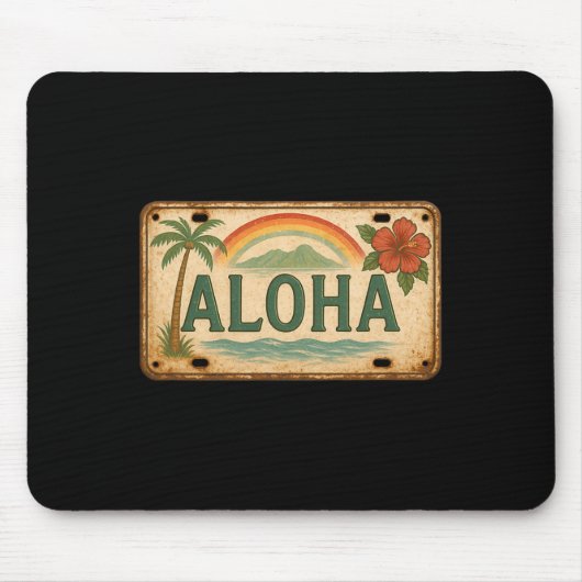 Vintage-Aloha-Nummernschild Hawaii  Mousepad (Vorne)