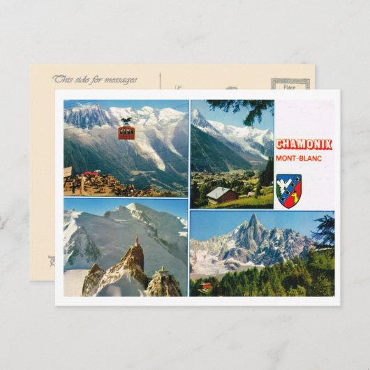 Vintage Alpen, Chamonix multiview Postkarte (Vorne/Hinten)