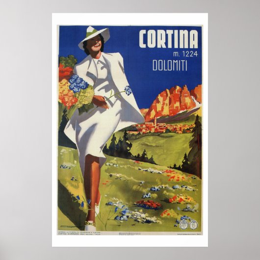 Vintage Alpen Cortina Sommerreise Poster (Vorne)