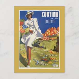 Vintage Alpen Cortina Sommerreise Postkarte