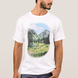 Vintage Alpen-Seegrafikeindruck T-Shirt