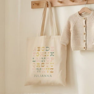 Vintage Alphabet-Briefe in Pastel Personalisiert Tragetasche