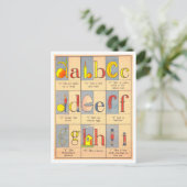 Vintage Alphabet-Illustration Postkarte (Stehend Vorderseite)