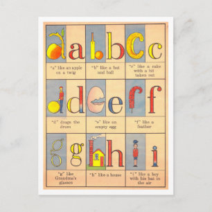 Vintage Alphabet-Illustration  Postkarte