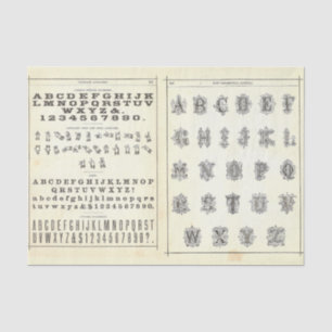 Vintage-Alphabet-Typografie-Decoupage-Collage Seidenpapier