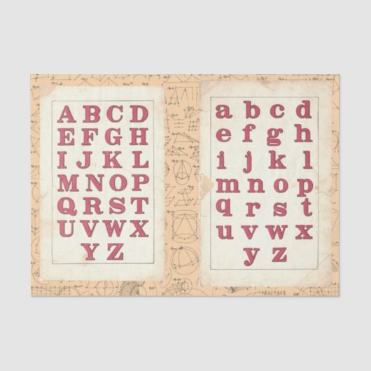 Vintage Alphabet Typografie Mathematische Collage Seidenpapier (Vorderseite)