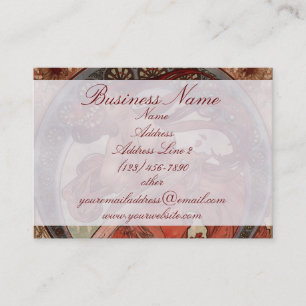 Vintage Alphones Mucha Tanz-Geschäfts-Karten Visitenkarte