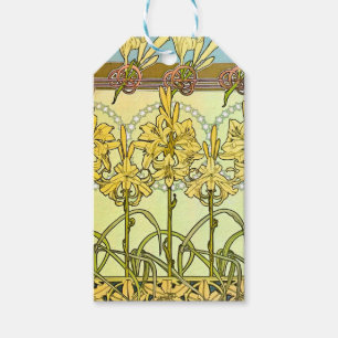 Vintage Alphonse Mucha Art Nouveau Lilien-Muster Geschenkanhänger