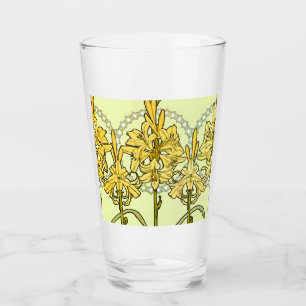 Vintage Alphonse Mucha Art Nouveau Lilien-Muster Glas