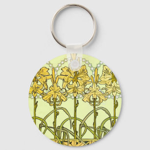 Vintage Alphonse Mucha Art Nouveau Lilien-Muster Schlüsselanhänger