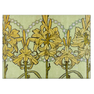 Vintage Alphonse Mucha Art Nouveau Lilien-Muster Schneidebrett