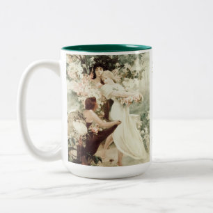 Vintage Alphonse Mucha Geist des Frühlings Custom Zweifarbige Tasse