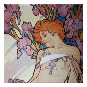 Vintage alphonse Mucha Göttin Art nouveau Poster