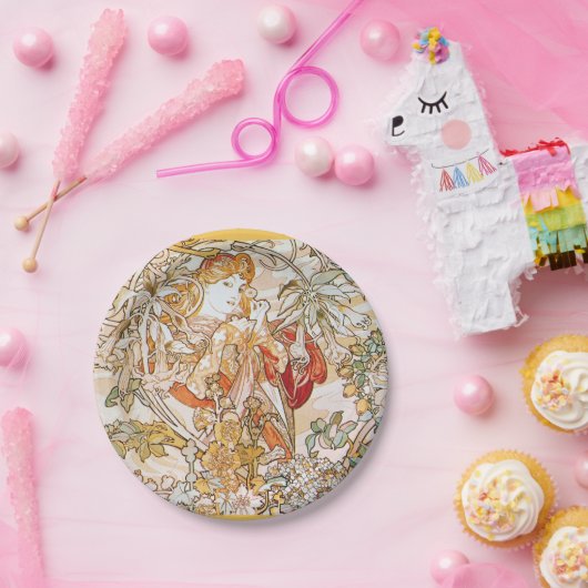 Vintage Alphonse-Mucha-Göttin Pappteller (Party)