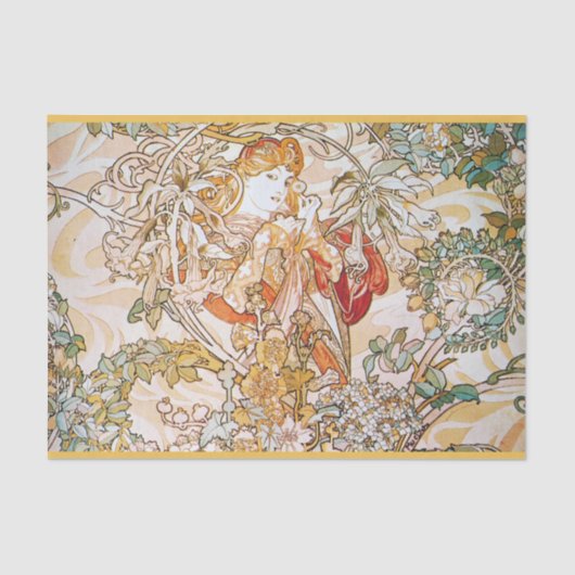 Vintage Alphonse-Mucha-Göttin Seidenpapier (Vorderseite)