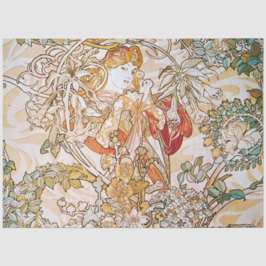 Vintage Alphonse-Mucha-Göttin Seidenpapier (Vorderseite)